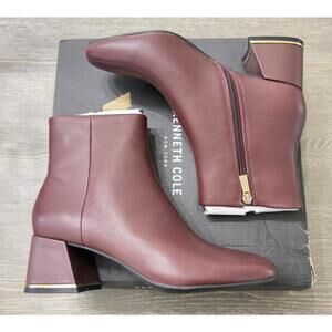 Kenneth Cole Alec Oxblood Leather Ankle Boot Women Size 8